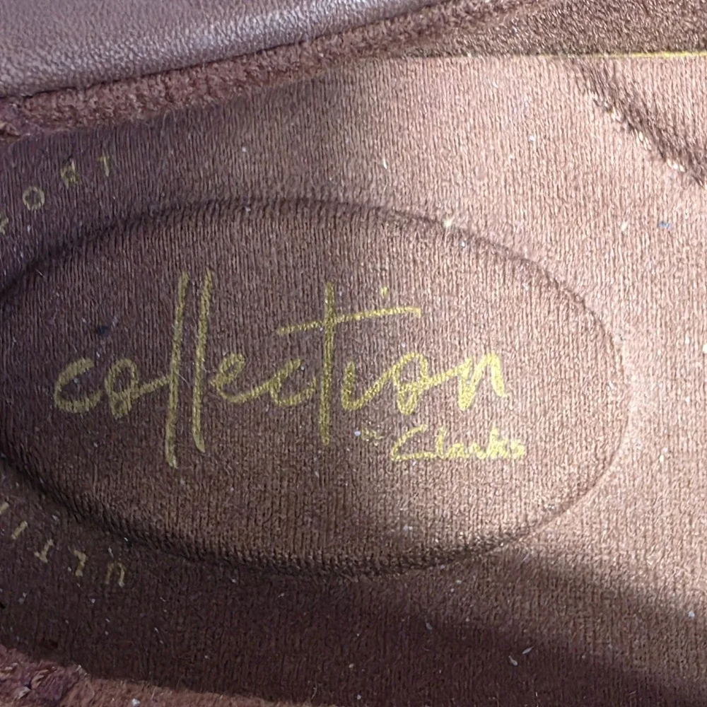 Clarks Collection Women's‎ Brown Leather Tassel Micro Wedge  Loafer Shoes 9M New